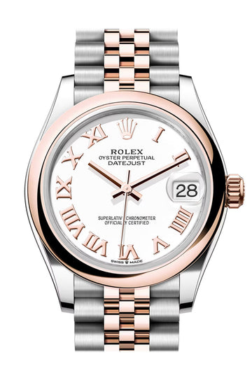 Rolex Datejust 31 White Roman Dial Rose Gold Steel Jubilee Ladies Watch - Ref # 278241 278241-0002