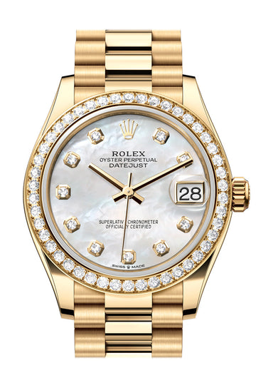 Rolex Datejust 31 Mother Of Pearl Dial Diamond Bezel Yellow Gold Ladies Watch - Ref # 278288RBR 278288RBR-0006