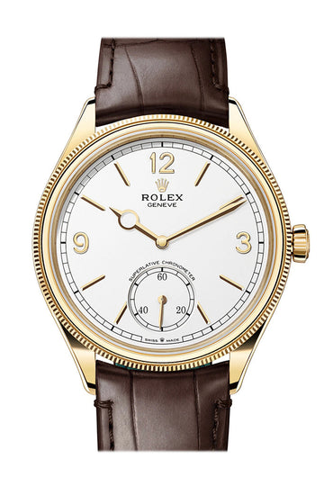 Rolex 1908 39mm Intense White Dial Yellow Gold Watch - Ref # 52508
