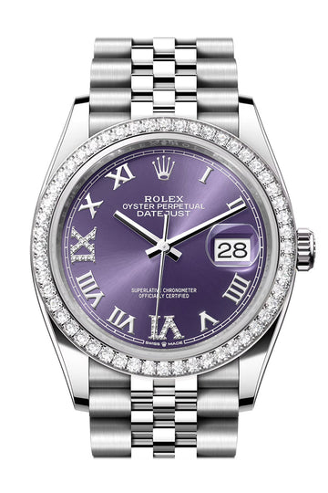 Rolex Datejust 36 Aubergine Diamond Dial Diamond Bezel Jubilee Watch - Ref # 126284RBR 126284RBR-0013