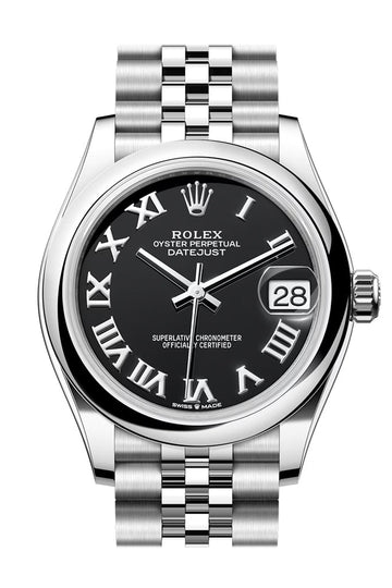 Rolex Datejust 31 Black Roman Dial Jubilee Ladies Watch - Ref # 278240 278240-0002