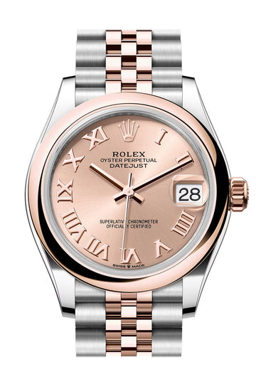 Rolex Datejust 31 Rose Roman Dial Rose Gold Steel Jubilee Ladies Watch - Ref # 278241 278241-0002