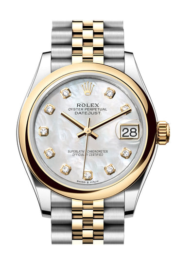 Rolex Datejust 31 White Mother of Pearl Diamond Dial Yellow Gold Steel Jubilee Ladies Watch - Ref # 278243 278243-0028