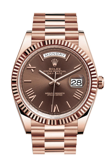 ROLEX Day-date 40 President Chocolate Dial 18k Rose Gold Watch - Ref # 228235