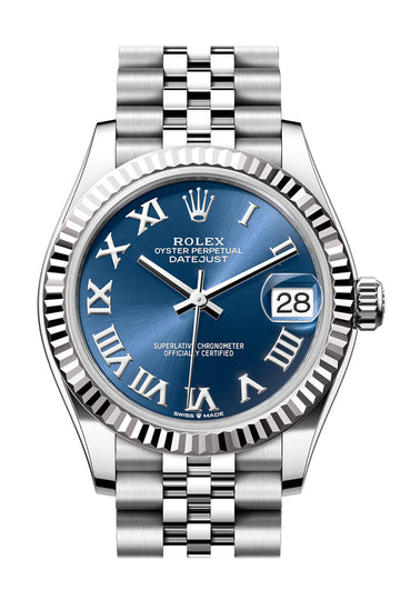Rolex Datejust 31 Blue Roman Dial Fluted Bezel Jubilee Ladies Watch - Ref # 278274 278274-0034