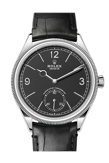 Rolex 1908 39mm Intense Black Dial White Gold Watch - Ref # 52509