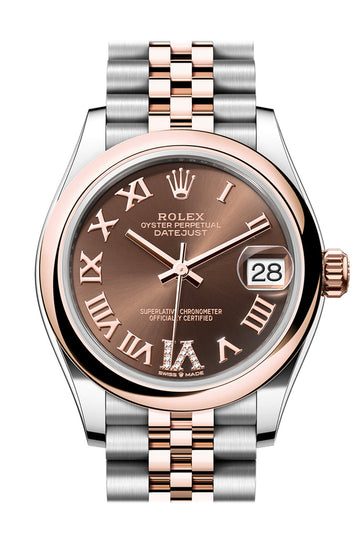 Rolex Datejust 31 Dark Grey Roman Diamond Dial Rose Gold Steel Jubilee Ladies Watch - Ref # 278241 278241-0010