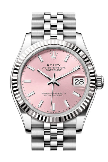 Rolex Datejust 31 Pink Dial Fluted Bezel Jubilee Ladies Watch - Ref # 278274 278274-0014