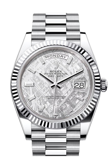 Rolex Day-Date 40 Meteorite Diamonds Dial Fluted Bezel Platinum President Watch - Ref # 228236