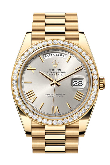 Rolex Day-Date 40 Silver Roman Dial Yellow Gold President Watch - Ref # 228348RBR 228348