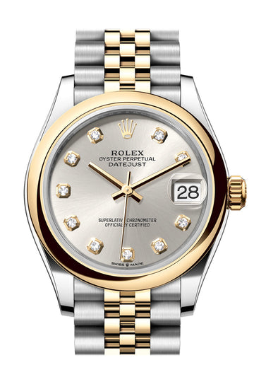 Rolex Datejust 31 Silver Diamond Dial Yellow Gold Steel Jubilee Ladies Watch - Ref # 278243 278243-0020