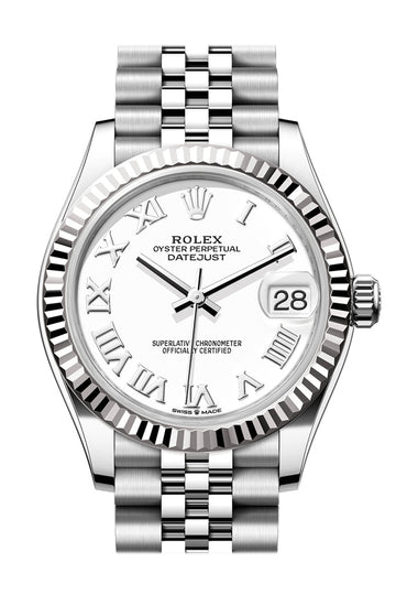 Rolex Datejust 31 White Roman Dial Fluted Bezel Jubilee Ladies Watch - Ref # 278274 278274-0010