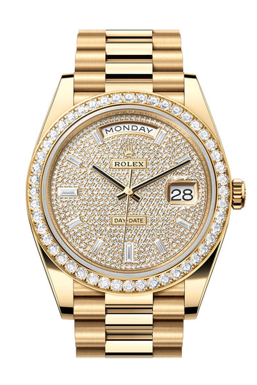 Rolex Day-Date 40 Diamond-Paved Dial Yellow Gold President Watch - Ref # 228348RBR 228348