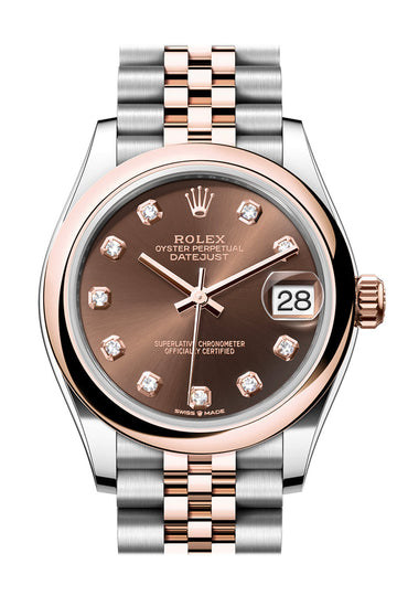 Rolex Datejust 31 Chocolate Diamond Dial Rose Gold Steel Jubilee Ladies Watch - Ref # 278241 278241-0024