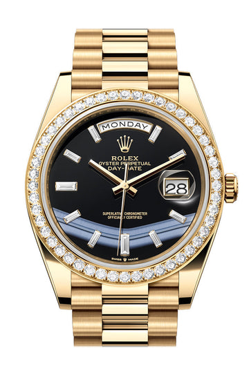 Rolex Day-Date 40 Onyx Dial Yellow Gold President Watch - Ref # 228348RBR 228348