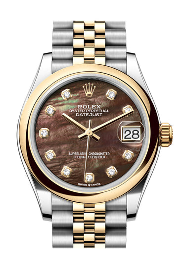 Rolex Datejust 31 Black Mother of pearl Diamond Dial Yellow Gold Steel Jubilee Ladies Watch - Ref # 278243 278243-0024