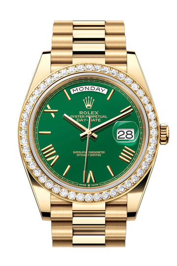 Rolex Day-Date 40 Green Dial Yellow Gold President Watch - Ref # 228348RBR 228348