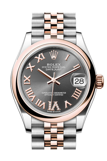 Rolex Datejust 31 Slate Roman Diamond Dial Rose Gold Steel Jubilee Ladies Watch - Ref # 278241 278241-0030