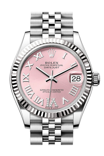 Rolex Datejust 31 Pink Roman Diamond on 6 Dial Fluted Bezel Jubilee Ladies Watch - Ref # 278274 278274-0024