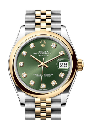 Rolex Datejust 31 Olive Green Diamond Dial Yellow Gold Steel Jubilee Ladies Watch - Ref # 278243 278243-0030
