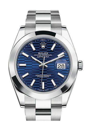 Rolex Datejust 41 Blue Dial Oyster White Gold Watch - Ref # 126334 126334-0031