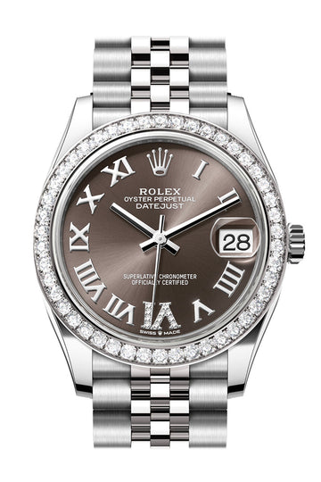 Rolex Datejust 31 Dark Grey Roman Diamond Dial Jubilee Ladies Watch - Ref # 278384RBR 278384RBR-0032