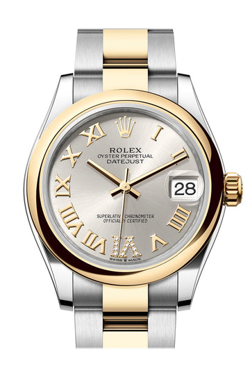 Rolex Datejust 31 Silver Roman Diamond on 6 Dial Yellow Gold Steel Ladies Watch - Ref # 278243 278243-0003