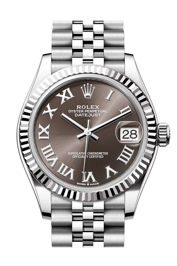 Rolex Datejust 31 Brown Roman Dial Fluted Bezel Jubilee Ladies Watch - Ref # 278274 278274-0022