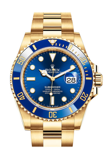 Rolex Submariner 41 Blue Dial Blue Ceramic Bezel 18K Yellow Gold Bracelet Automatic Watch - Ref # 126618LB New Release 2020