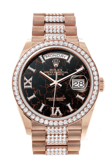Rolex Day-Date 36 Eisenkiesel Dial Diamond Bezel 18K Everose Gold Diamond President Watch - Ref # 128345RBR