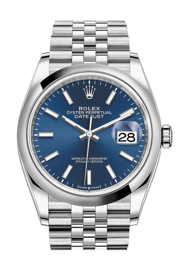 Rolex Datejust 36 Bright Blue Motif Dial Jubilee Watch - Ref # 126200