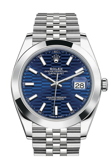 Rolex Datejust 41 Blue Fluted Dial Jubilee Watch - Ref # 126300 126300-0024