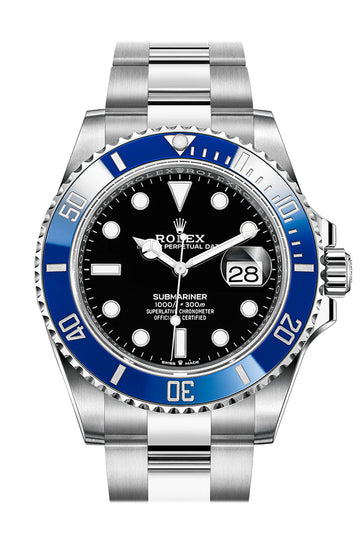 Rolex Submariner 41 Black Dial Blue Ceramic Bezel White Gold Bracelet Automatic Watch - Ref # 126619LB New Release 2020