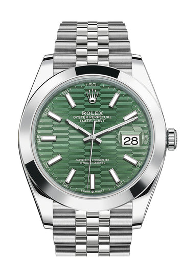 Rolex Datejust 41 Green Fluted Dial Jubilee Watch - Ref # 126300 126300-0022