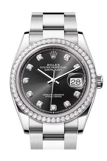Rolex Datejust 36 Black Diamond Dial Diamond Bezel Watch - Ref # 126284RBR 126284RBR-0020