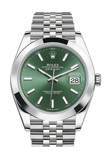 Rolex Datejust 41 Green Stick Dial Jubilee Watch - Ref # 126300 126300-0020