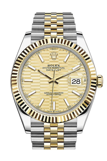 Rolex Datejust 41 Champagne Dial Fluted Bezel 18k Yellow Gold Jubilee Watch - Ref # 126333 126333-0022