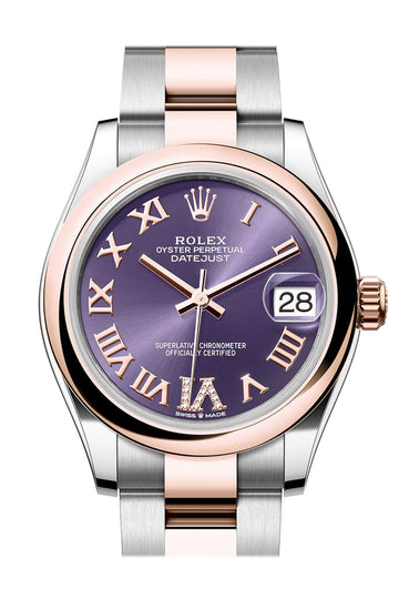 Rolex Datejust 31 Aubergine Roman Diamond 6 Dial Rose Gold Steel Ladies Watch - Ref # 278241 278241-0019