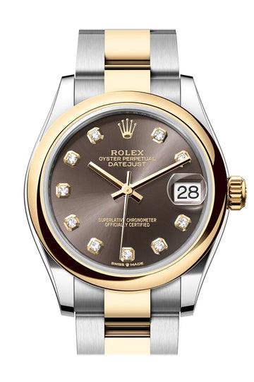 Rolex Datejust 31 Dark Grey Diamond Dial Yellow Gold Steel Ladies Watch - Ref # 278243 278243-0021