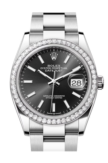 Rolex Datejust 36 Black Diamond Dial Diamond Bezel Watch - Ref # 126284RBR 126284RBR-0022