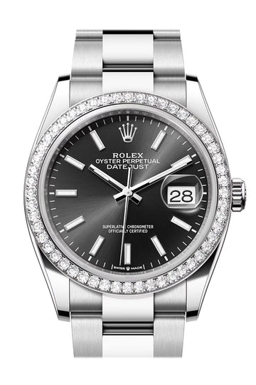 Rolex Datejust 36 Black Dial Ladies Watch - Ref # 126284RBR 126284RBR-0048