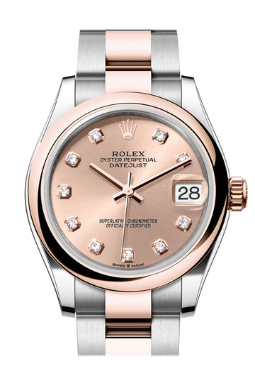 Rolex Datejust 31 Rose Colour Diamond Dial Rose Gold Steel Ladies Watch - Ref # 278241 278241-0023