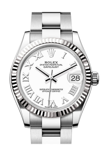 Rolex Datejust 31 White Roman Dial Fluted Bezel Ladies Watch - Ref # Fluted Bezel Ladies Watch - Ref # 278274 278274-0009