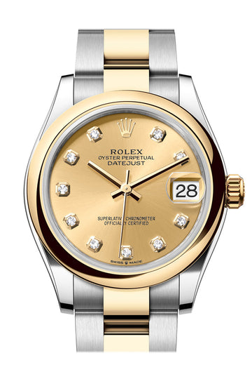 Rolex Datejust 31 Champagne Diamond Dial Yellow Gold Steel Ladies Watch - Ref # 278243 278243-0025