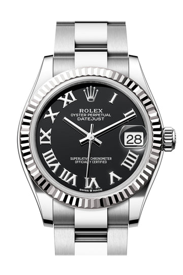 Rolex Datejust 31 Black Roman Dial Fluted Bezel Ladies Watch - Ref # 278274 278274-0001