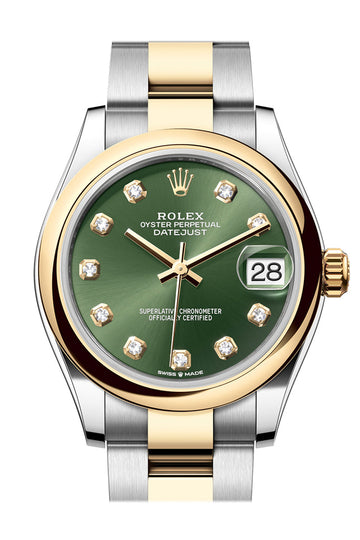 Rolex Datejust 31 Olive Green Diamond Dial Yellow Gold Steel Ladies Watch - Ref # 278243 278243-0029