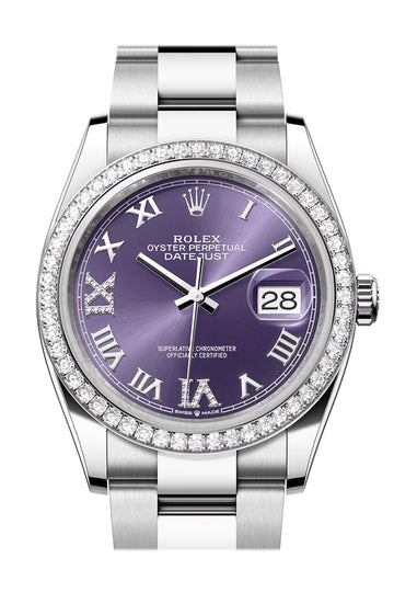 Rolex Datejust 36 Aubergine Diamond Dial Diamond Bezel Watch - Ref # 126284RBR 126284RBR-0014