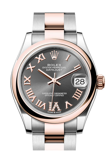 Rolex Datejust 31 Slate Roman Diamond 6 Dial Rose Gold Steel Ladies Watch - Ref # 278241 278241-0029