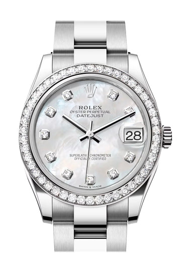 Rolex Datejust 31 White Mother Of Pearl Diamond Dial Ladies Watch - Ref # 278384RBR 278384RBR-0007