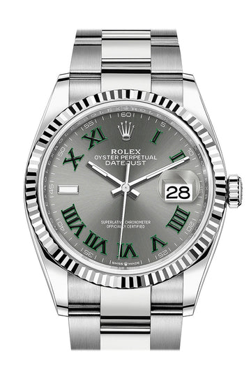 Rolex Datejust 36 Slate Dial Fluted Watch - Ref # 126234